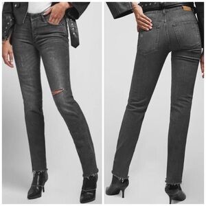 Anine Bing Kara Charcoal Ripped Knee Distressed Ankle Skinny Jeans Size 28